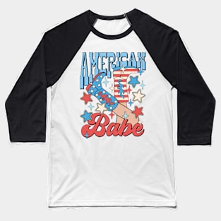 American Girl Babe, Cowboy Boots, 4th Of July Baseball T-Shirt